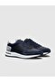 Genuine Leather Navy Blue Lace-Up Men's Sports Shoes - 2