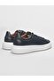 Genuine Leather Navy Blue Lace-Up Men's Sports Shoes - 3