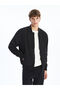 Black Standard Mold College Collar Men's Bomber Jacket