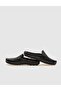 Genuine Leather Black Laser Embroidered Men's Casual Slippers - 4