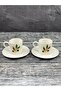 2-Piece White Porcelain Olive Branch Coffee Cup Set, Serving Cup 100ml - 4