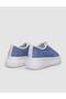 100% Genuine Leather White - Blue Lace-Up Women's Sports Shoes - 3