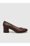 Genuine Leather Brown Women's Thick Heeled Shoes