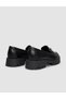 100% Genuine Leather Black Buckle Detailed Women's Casual Shoes - 3