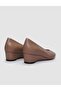 100% Genuine Leather Beige Women's Wedge Heeled Shoes - 3