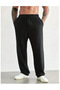 Black Wide Cut Baggy Oversize Plus Size Fit Comfortable Fabric Sweatpants Sportswear Pants 65Y