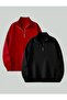 Mock Neck Sweatshirt - Burgundy - 2