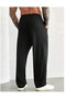 Black Wide Cut Baggy Oversize Plus Size Fit Comfortable Fabric Sweatpants Sportswear Pants 65Y - 2