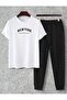 New York Printed T-Shirt Sweatpants Jogger Comfortable Fit Black Tracksuit Set