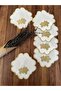 6 Pieces of Leaf Patterned Gold Color Embroidered Coffee Side Presentation Cocktail Napkins