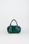 Women's Tulip Green Bag Charm Detailed Patent Leather Zipper Closure Handbag and Shoulder Bag - 3