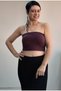 Plum Combed Cotton Viscose Crop Strapless Bustiyer - 6