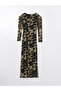 Brown Crew Neck Leopard Print Dress - 6