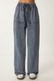 Wide Leg Denim Palazzo Trousers with Faded Effect Anthracite Lmx0071 - 5
