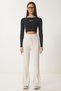 Spanish Leg Stretchy Knitwear Trousers Cream Lus0072 - 2