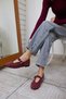 Gallo Women's Claret Red Genuine Suede Glass Stone Ballet - 3