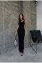 Drop Low-cut Jewelled Ottoman Fabric Maxi Length Dress - 2