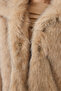 Women's Beige Gray Collared Faux Fur Lined Coat 38120 60251969 - 5