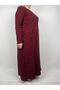 Women's Black Red Pentagonal Neck Long Sleeve Suede Mother Dress - 4