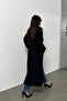 Oversize Coat with Embroidery Detail on the Sleeves Black 3085 - 6
