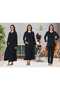 Women's navy blue special design cotton jersey maternity postpartum dressing gown nightgown pajama set