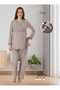 Women's Beige Lace Special Design Cotton Combed Maternity Pajamas Set