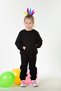 Kids Unprinted Crew Neck Children's Black Pocket Top and Bottom Set - 3