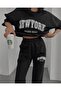 Plus Size Athletic Season New York Printed Oversize Bottom-top T-shirt Tracksuit Set - 7