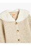Basic Knitwear Cardigan with Baby Collar and Button Detail - 3