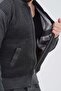 Gray Men's Dad and Middle-Aged Men's Knitwear Steel Knit Patterned Lined Acrylic Zippered Winter Dad Cardigan - 3