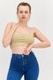 Women Asymmetrical Neck Sleeveless Rip Tank Top, Beige