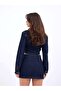 Navy Blue Fame Denim Jacket and Skirt Set - 5