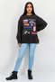 Women Crew Neck Long Sleeve Graphic Print Sweatshirts, Wash Black - 4