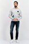 Men Crew Neck Long Sleeve Brand Logo Sweatshirt, Grey - 4