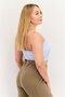 Women Straight Across Strapless Brand Logo Tube Top, Light Blue - 2