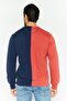 Men Crew Neck Long Sleeves Colorblock Sweatshirt, Red - 4
