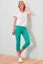 Women Regular Fit Plain 7/8 Stretch Pants, Aqua Green