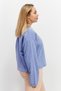Women Sportswear Round Neck Long Sleeves Brand Logo Sweatshirt, Blue - 3