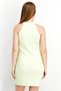 Women Sportswear Fit High Neck Sleeveless Ribbed Mini Dress, Lime Green - 2