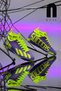 Boy's Purple Yellow Astroturf Socks Nail-Free Football Sneakers F35Hs