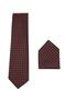Classic Pocket Handkerchief Patterned Claret Red Tie - 4