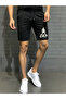 Men's Black Cr7 Design Slimfit Shorts - 2