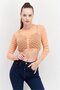 Women Round Neck Long Sleeve Abstract Print Top, Orange