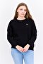 Women Crew Neck Embroidered Logo Sweater, Black