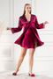 Women's Guipure Lace and Deep Back Detailed Satin Dowry Double Nightgown Dressing Gown Set - 3