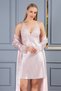 Women's Long Satin Bridal Two-Piece Nightdress and Robe Set with Lace Back Detail - 5