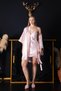 Satin Women's Guipure Lace and Back Detailed Satin Dowry Double Nightgown Dressing Gown Set - 5