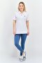 Women Spread Collar Short Sleeves Brand Logo Polo Shirt, White - 4