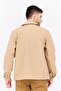 Men Solid Long Sleeve Jacket Shirt, Tan - 3