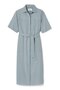 Women Spread Collar Textured Dress, Light Blue - 2